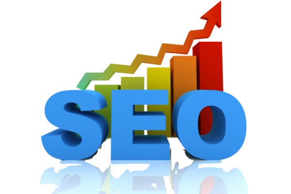 SEO illustration with a graph showing upward trend
